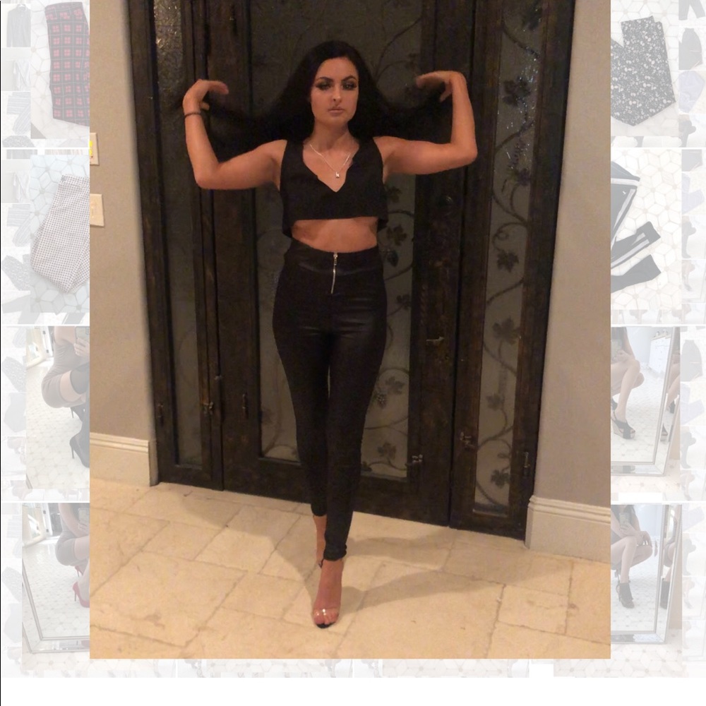 Zip up leather pants
